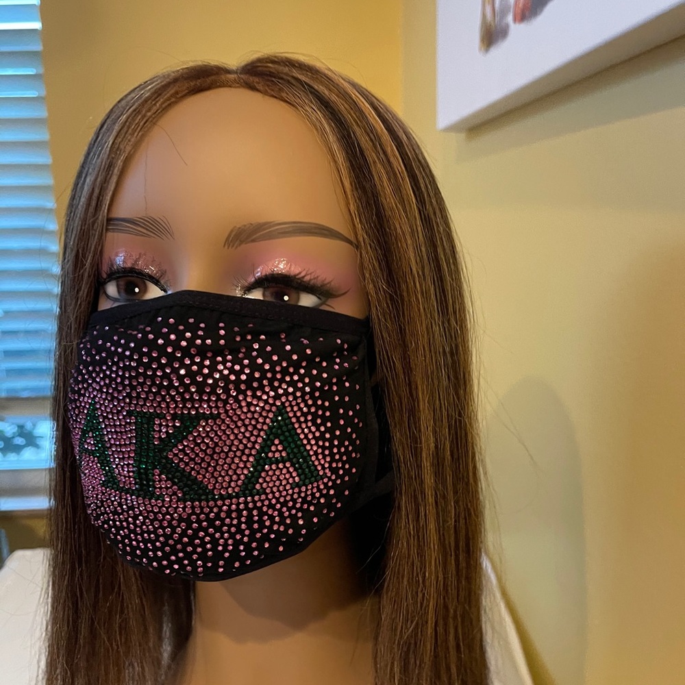 Alpha Kappa Alpha Bling Face Mask Pink Sprinkle - Picture 4 of 8